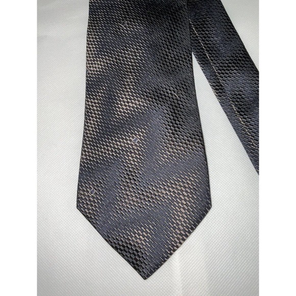 GUCCI Silver Brown Interlinked 100% Silk Men's Tie Made In Italy - Picture 2 of 8